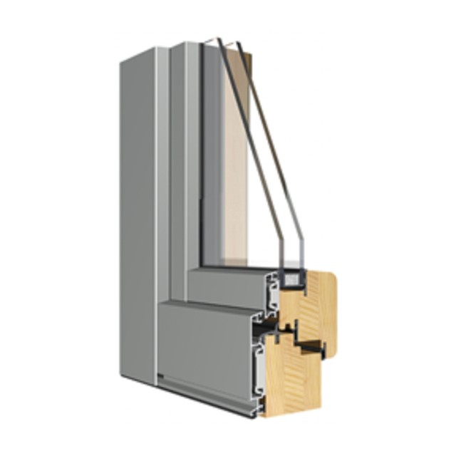 Spaccato del profilo legno-alluminio del sistema Sprint 90